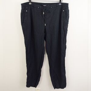 Olsen Lisa High Rise Linen Pants Black Size XL